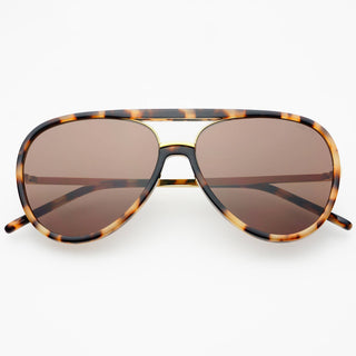 Freyrs Shay aviator sunglasses with tortoiseshell frame and brown lenses.