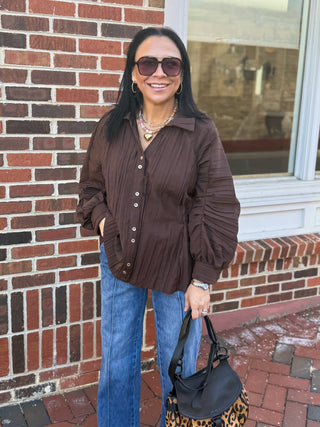Sienna Sweetheart Blouse | Brown