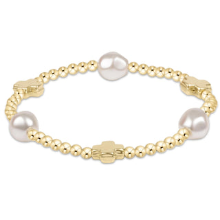 Signature Cross Admire Pearl Pattern 3MM Bead Bracelet - Gold