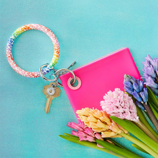 Silicone Big O® Key Ring - Rainbow Cheetah