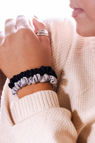 Silver Flames Silk Small Scrunchie