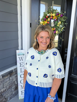 floral embroidered cardigan sweater