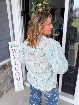 Sloane Embroidered Eyelet Puff Sleeve Blouse