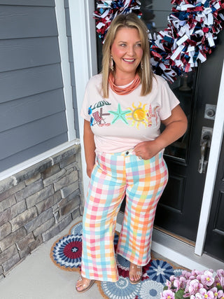 pastel plaid gingham pants