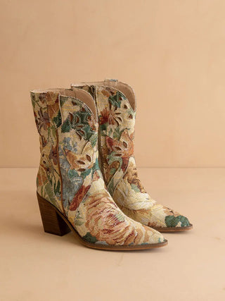 Sorrel Floral Tapestry Western Bootie