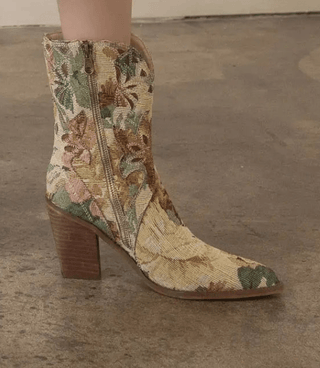 Sorrel Floral Tapestry Western Bootie