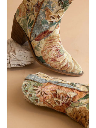 Sorrel Floral Tapestry Western Bootie