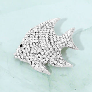 Sparkling Rhinestone Pave Tropical Fish Brooch