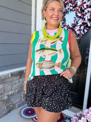 Spot On Smocked Polka Dot Flowy Skort