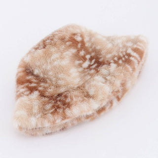 Spotted Faux Fur Bucket Hat