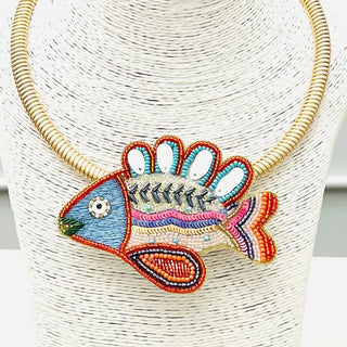 Beaded statement choker necklace.