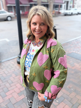 heart embroidered jacket