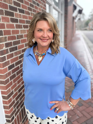 Springtime Fling Scallop Top | Blue