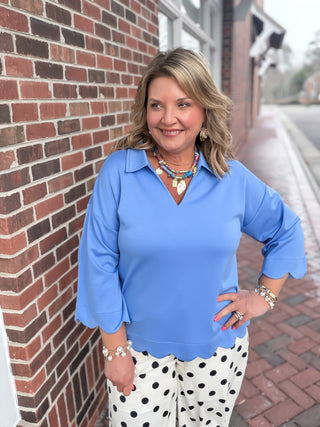 Springtime Fling Scallop Top | Blue