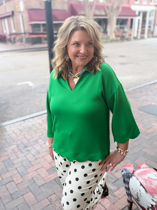 Springtime Fling Scallop Top | Green