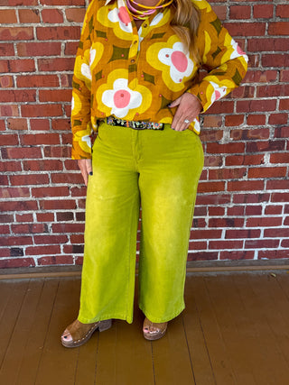 pistachio corduroy high wait pants