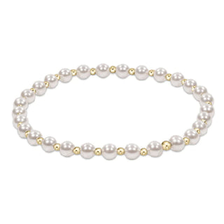 Classic Grateful Pattern 4mm Bead Bracelet - Pearl