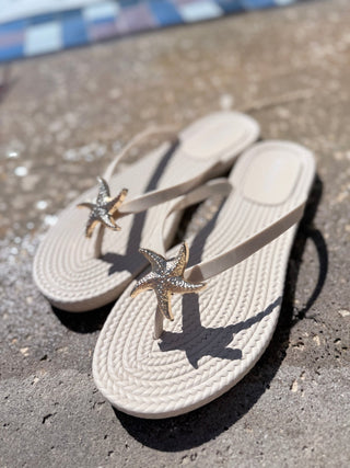 Starfish Glitter Flip Flops