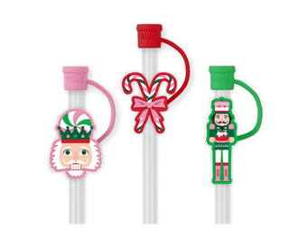 Sugar Plum Soldiers straw topper set by swig