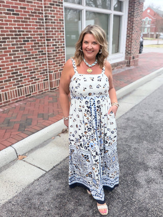 blue floral maxi dress