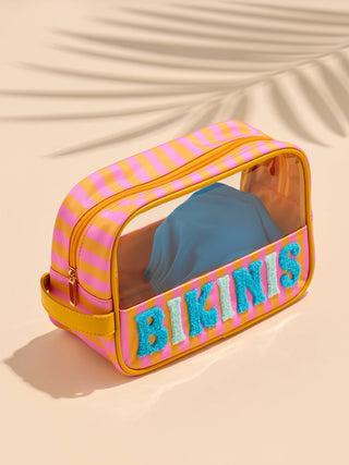 Sun-Drenched "BIKINIS" Chenille Patch Zip Pouch