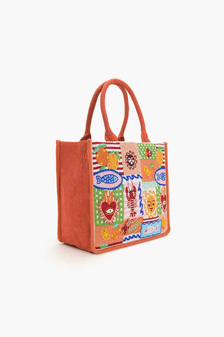 "Sun & Sea" Mediterranean Beaded Boxy Tote