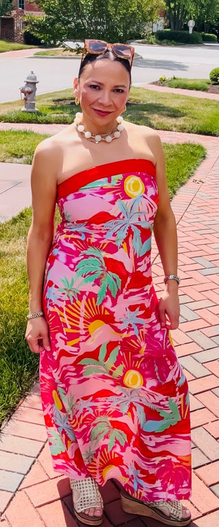 Sunshine & Paradise Strapless Maxi Dress