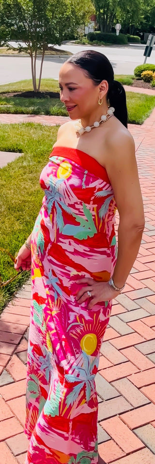 Sunshine & Paradise Strapless Maxi Dress