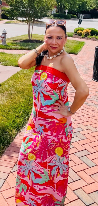 Sunshine & Paradise Strapless Maxi Dress