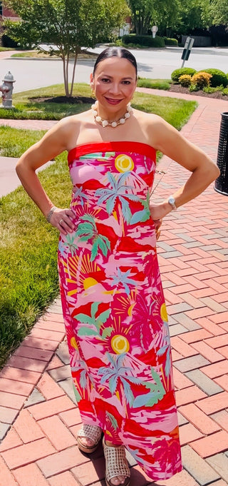 Sunshine & Paradise Strapless Maxi Dress