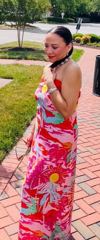Sunshine & Paradise Strapless Maxi Dress