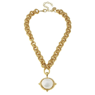 Susan Shaw | Gold Chain Necklace with Cotton Pearl