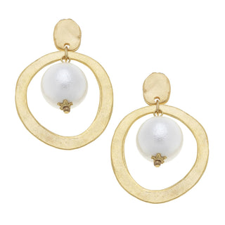 Susan Shaw gold hoop and cotton pearl earrings. 