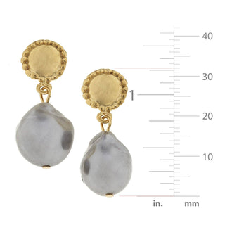 Susan Shaw | Grey Baroque Pearl Drop Earrings