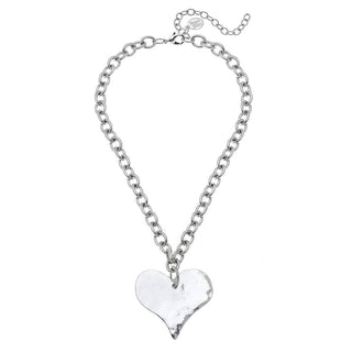 Susan Shaw Silver chain necklace with a heart-shaped pendant