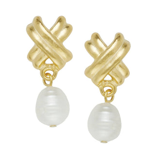 Susan Shaw | Small Texas Xs with Freshwater Pearl Earrings