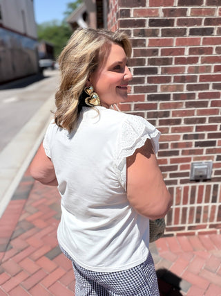 Sweet Eyelet Flutter Tee