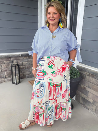 colorful food and wine skirt