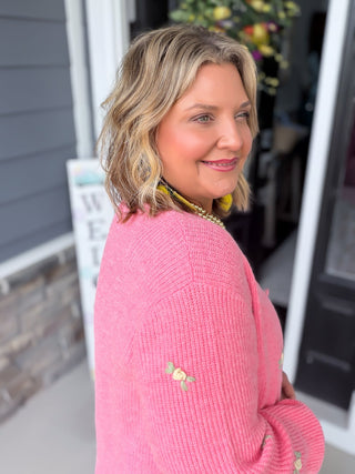 Sweetheart Coral Bloom Cardigan