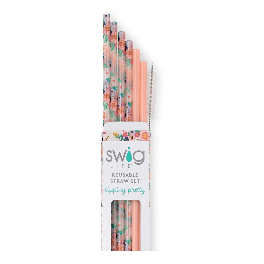 Full Bloom & Coral Reusable Straw Set