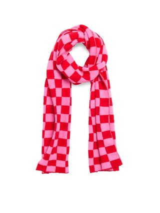 Red and pink checkered scarf 