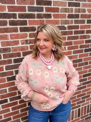 pink floral sweater