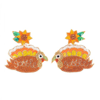 Thanksgiving Turkey "Gobble" Beaded Earrings