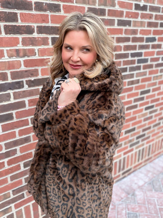 leopard faux fur coat