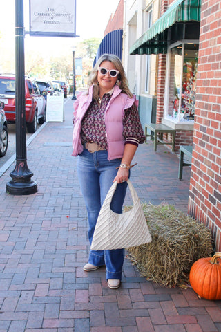 The Bow & Ruffle Puffer Vest | Pink