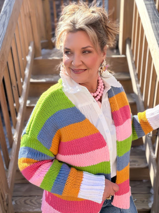 colorful striped cardigan