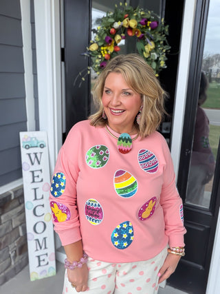 sequin easter egg sweatshirt