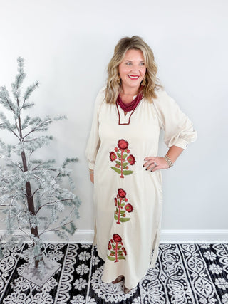 The Embroidered Elegance Maxi Dress