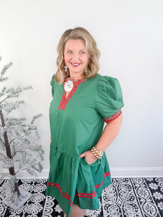 The Festive Hem Mini Dress | Green