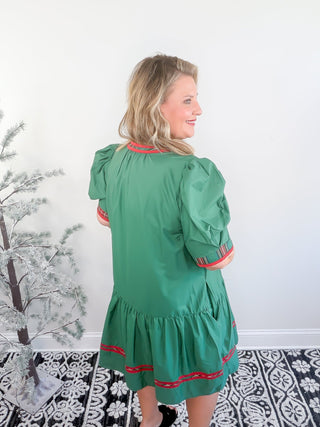 The Festive Hem Mini Dress | Green
